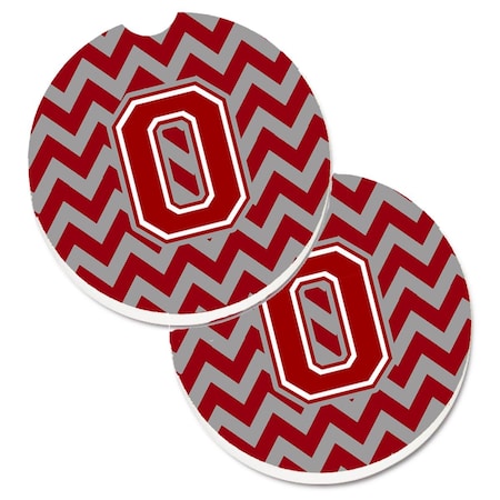 Carolines Treasures Letter O Chevron Maroon and White  Cup Holder Car Coaster, PK2 CJ1049-OCARC